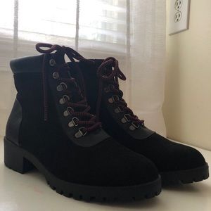 NWOT Black Suede Lace Up Boots